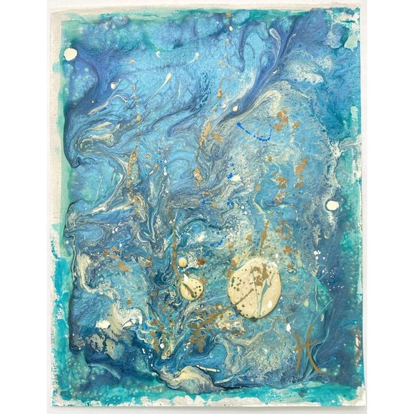 Ebb and Flow Original Art Mixed Media Painting Frame Ready Artwork 11x14in - Picture 2 of 8